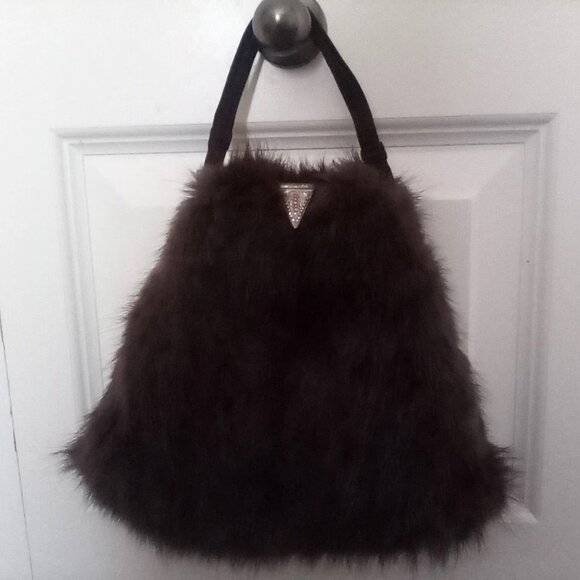 Vintage Genuine Fur and Suede Trinity Bag with Mirror and Coin Purse - Picture 13 of 15